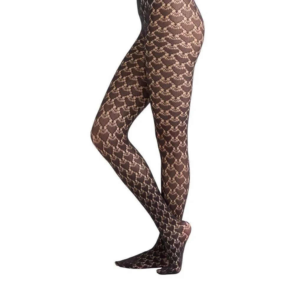 Women’s Heart Fishnet Tights Pantyhose Stockings 2-Pack Size L